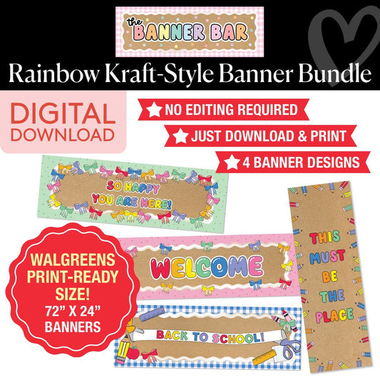 Rainbow Walgreens Ready Kraft Style Banner Bundle