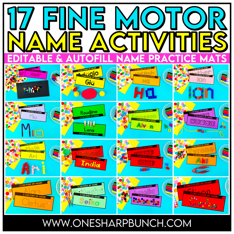 Editable Name Practice Mats Fine Motor Name Activities Bundle Back to School