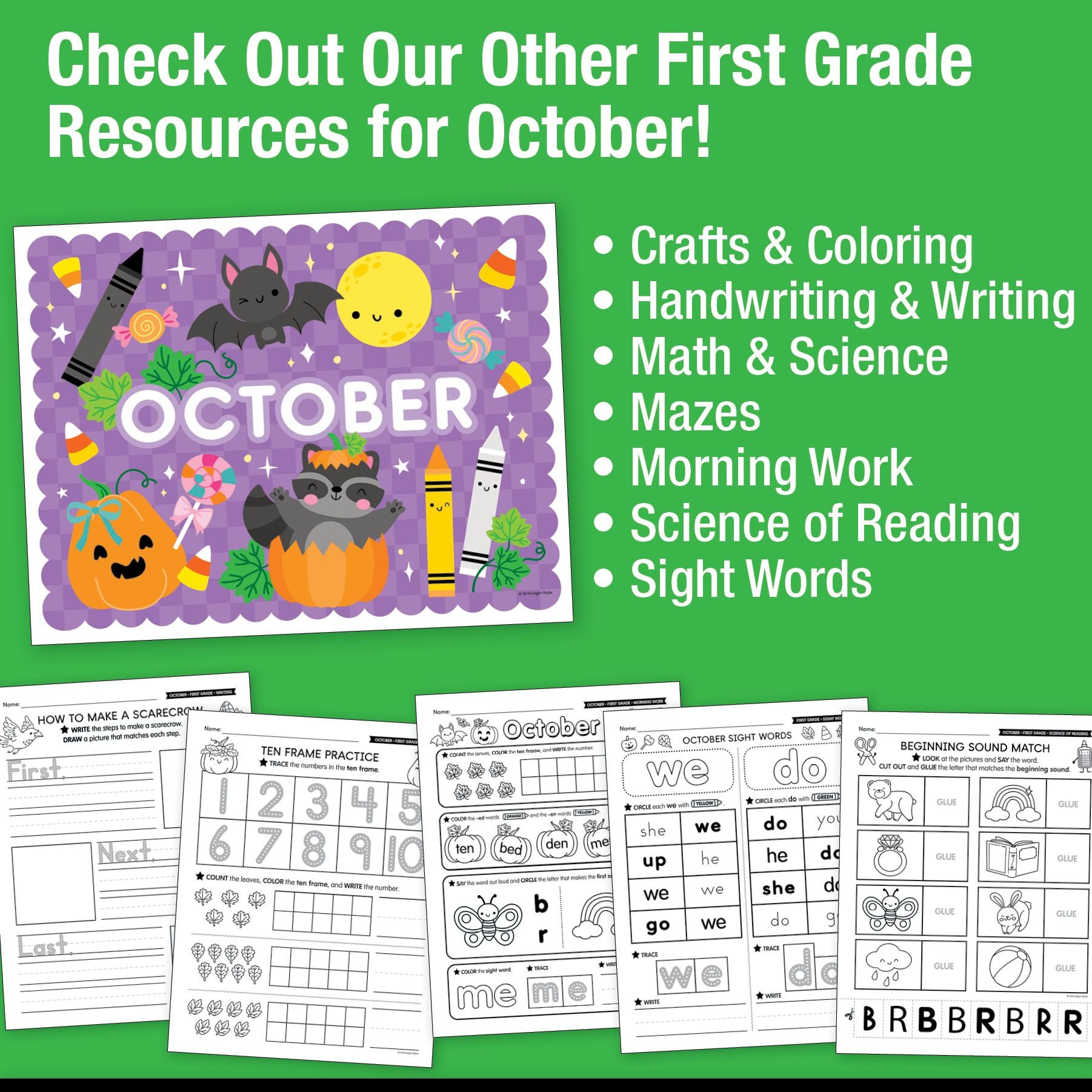 Printable First Grade October Daily Reading