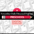 Load image into Gallery viewer, Printable Preschool November Directed Drawing Worksheets
