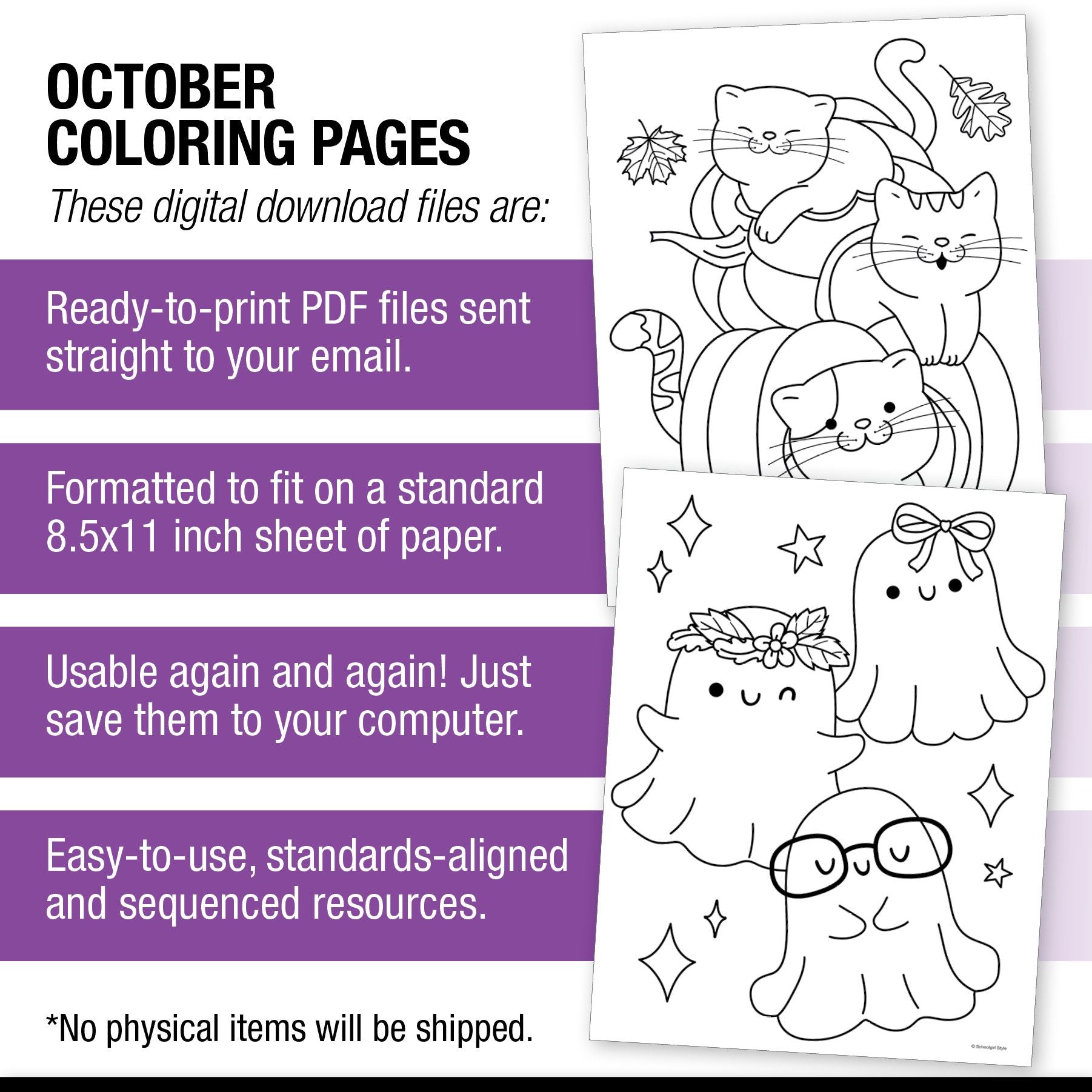Free Printable October Coloring Pages Pack 2