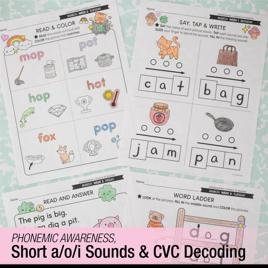 Printable Kindergarten March Daily Science of Reading