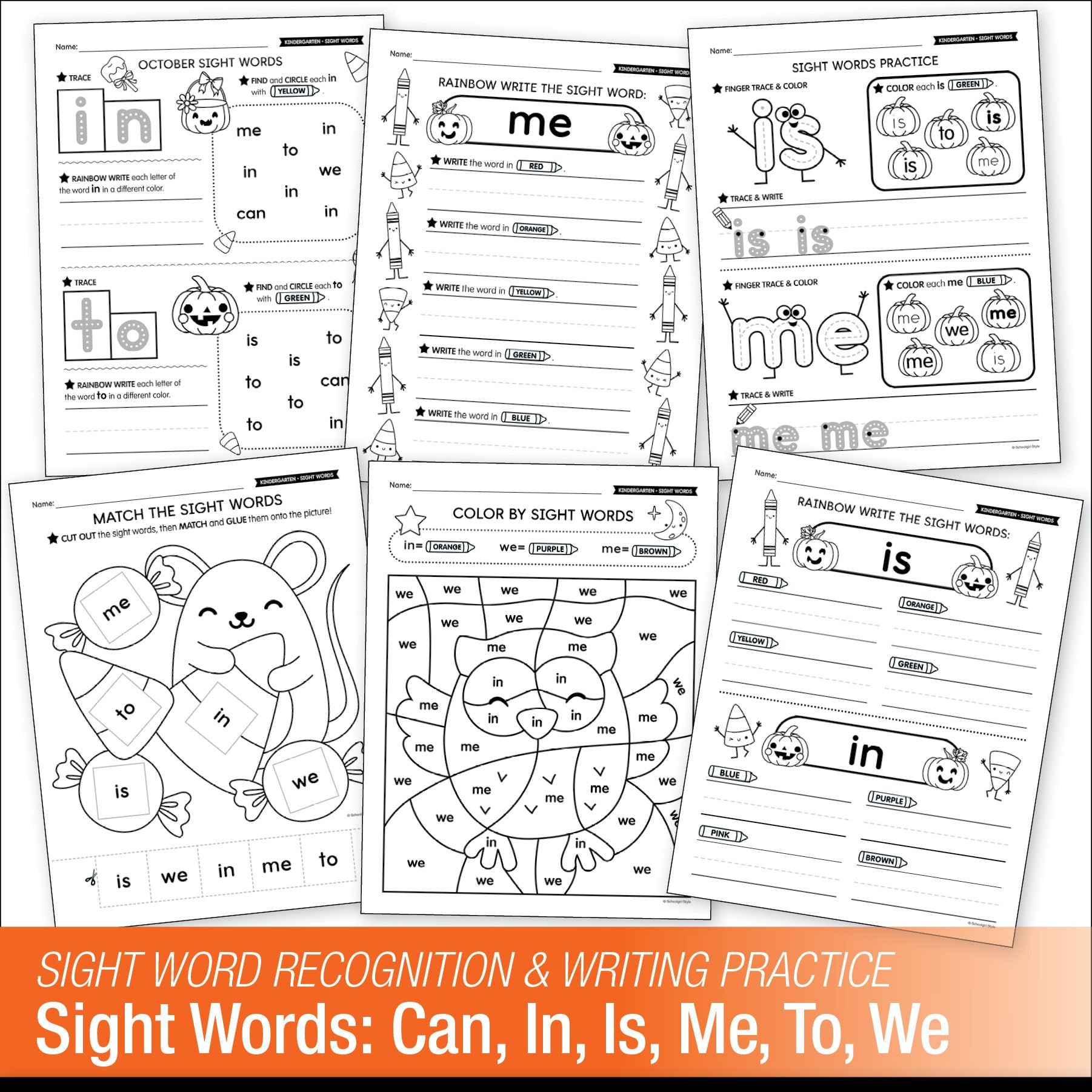 Printable Kindergarten October Daily Sight Words