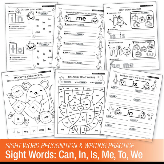 Printable Kindergarten October Daily Sight Words