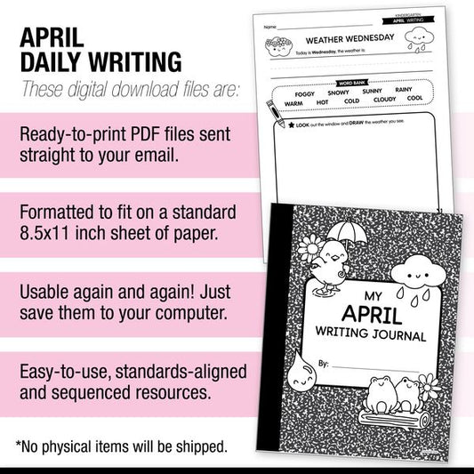 Printable Kindergarten April Daily Writing