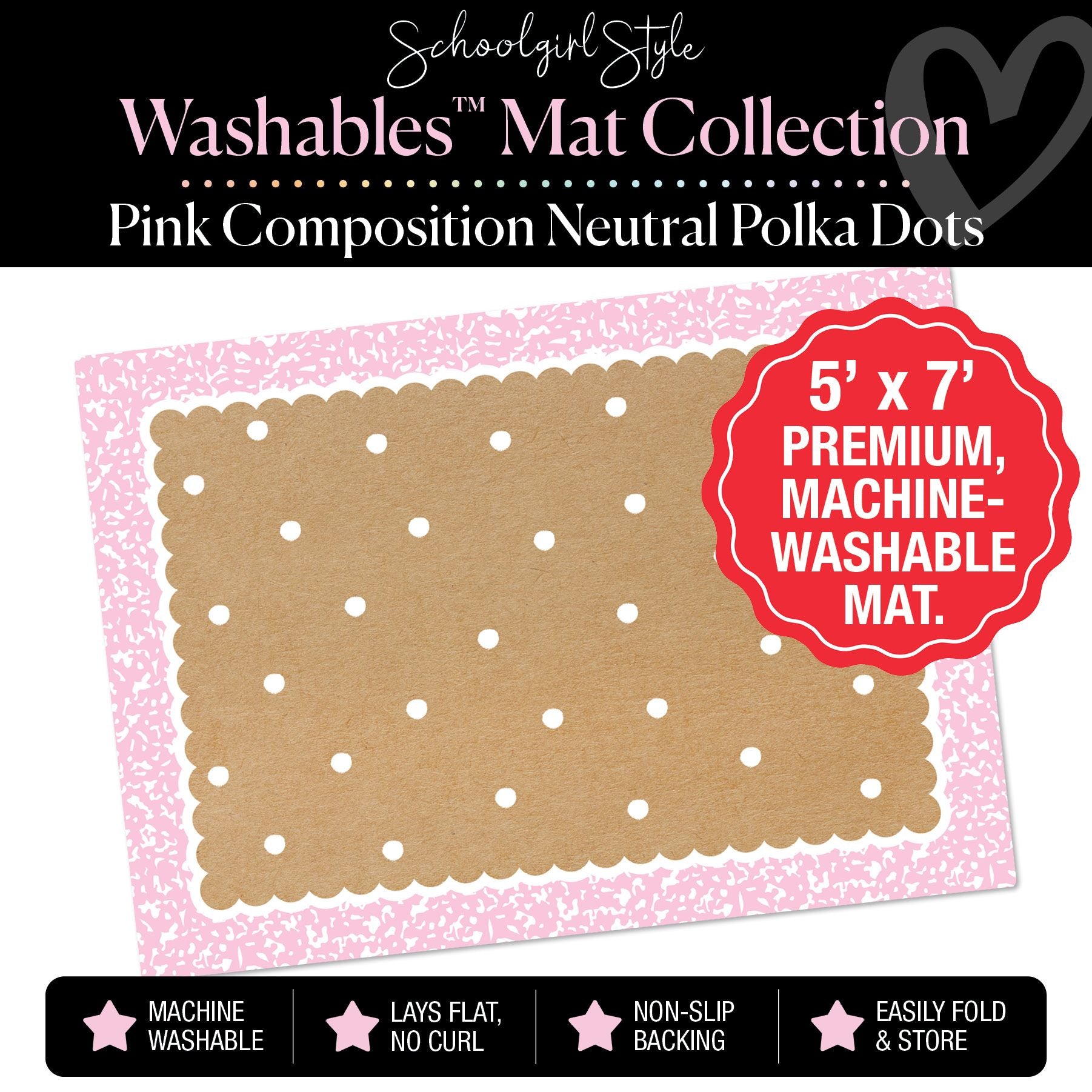 Pastel Pink Composition Border Scallop Banner Backdrop Classroom Mat by Schoolgirl Style