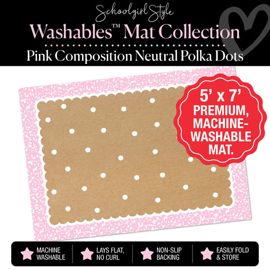 Pastel Pink Composition Border Scallop Banner Backdrop Classroom Mat by Schoolgirl Style