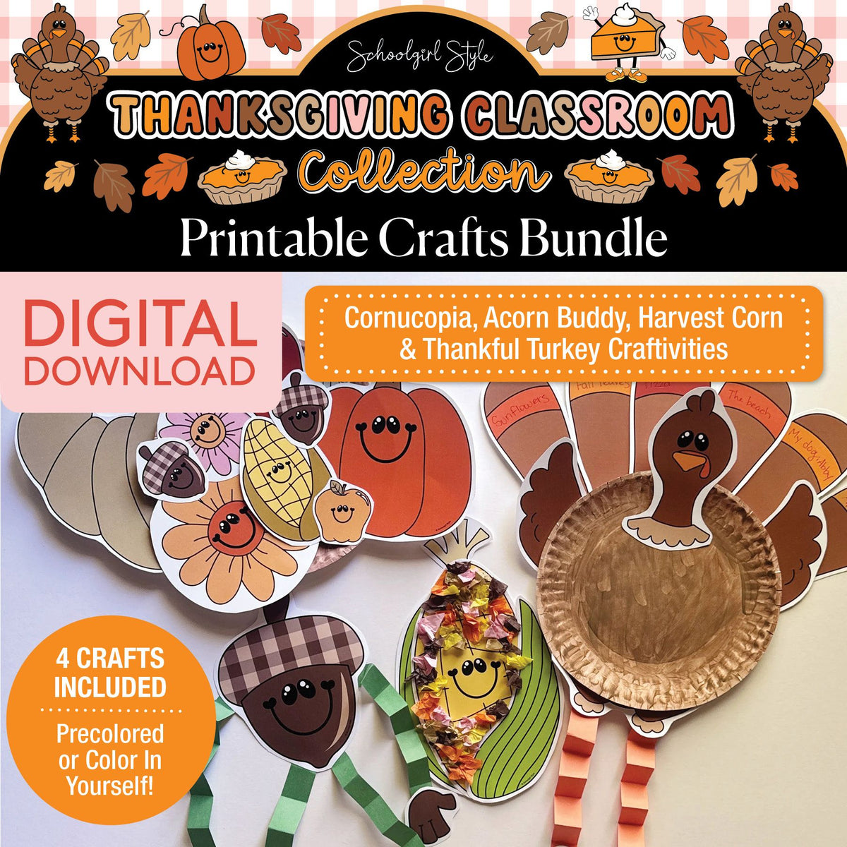 Printable 90s Thanksgiving November Craft Bundle