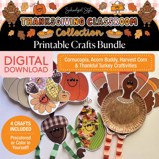 Printable 90s Thanksgiving November Craft Bundle