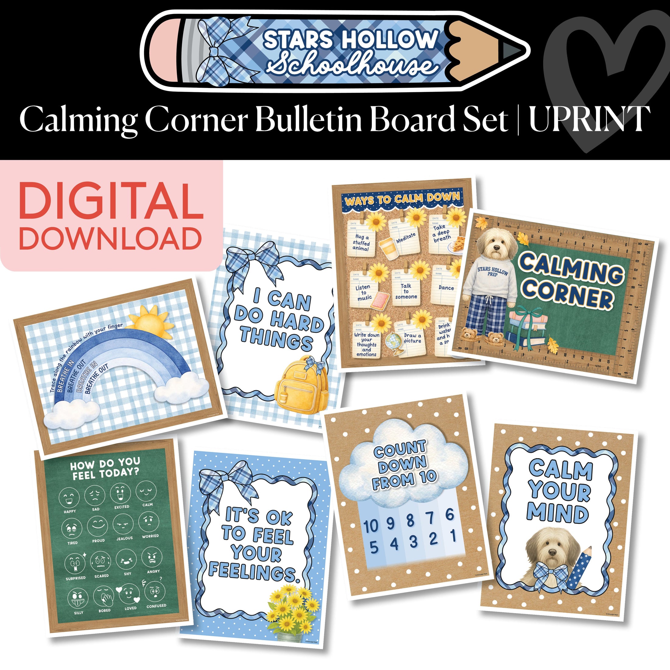 Printable Cozy Calming Corner Bulletin Board Set | School in Stars Hollow