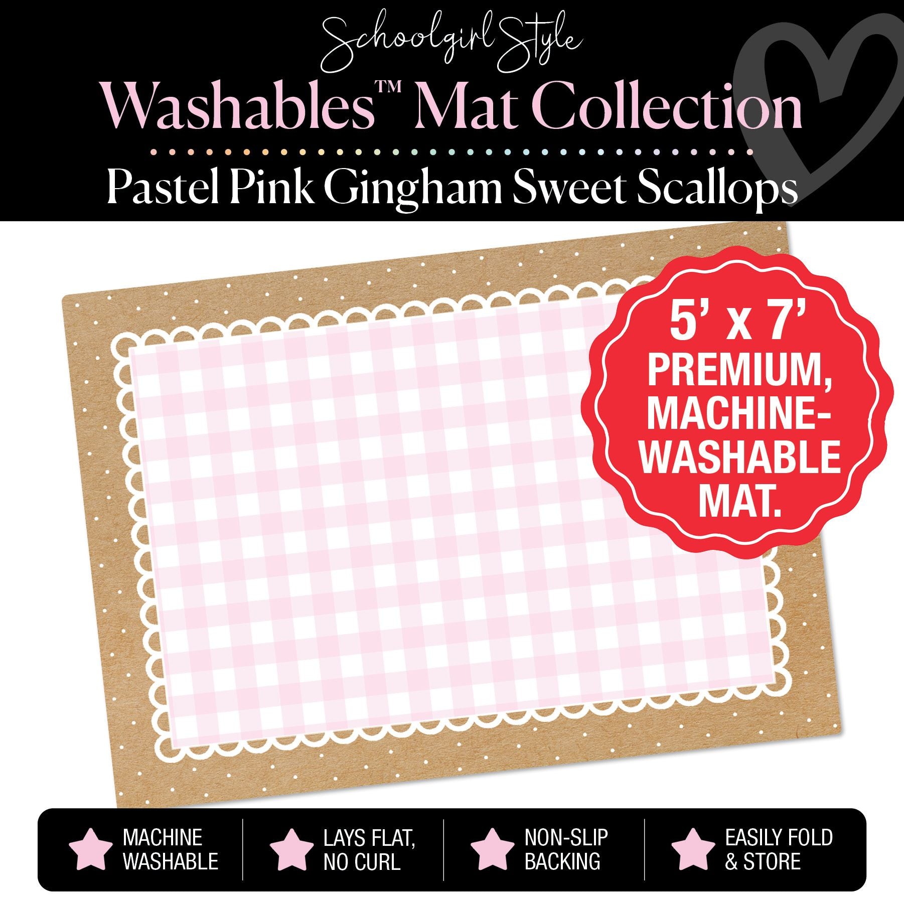 Pastel Pink Sweet Scallops Classroom Mat by Schoolgirl Style