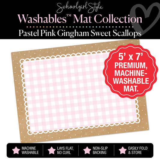 Pastel Pink Sweet Scallops Classroom Mat by Schoolgirl Style