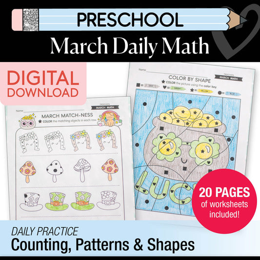 Printable Preschool March Daily Math