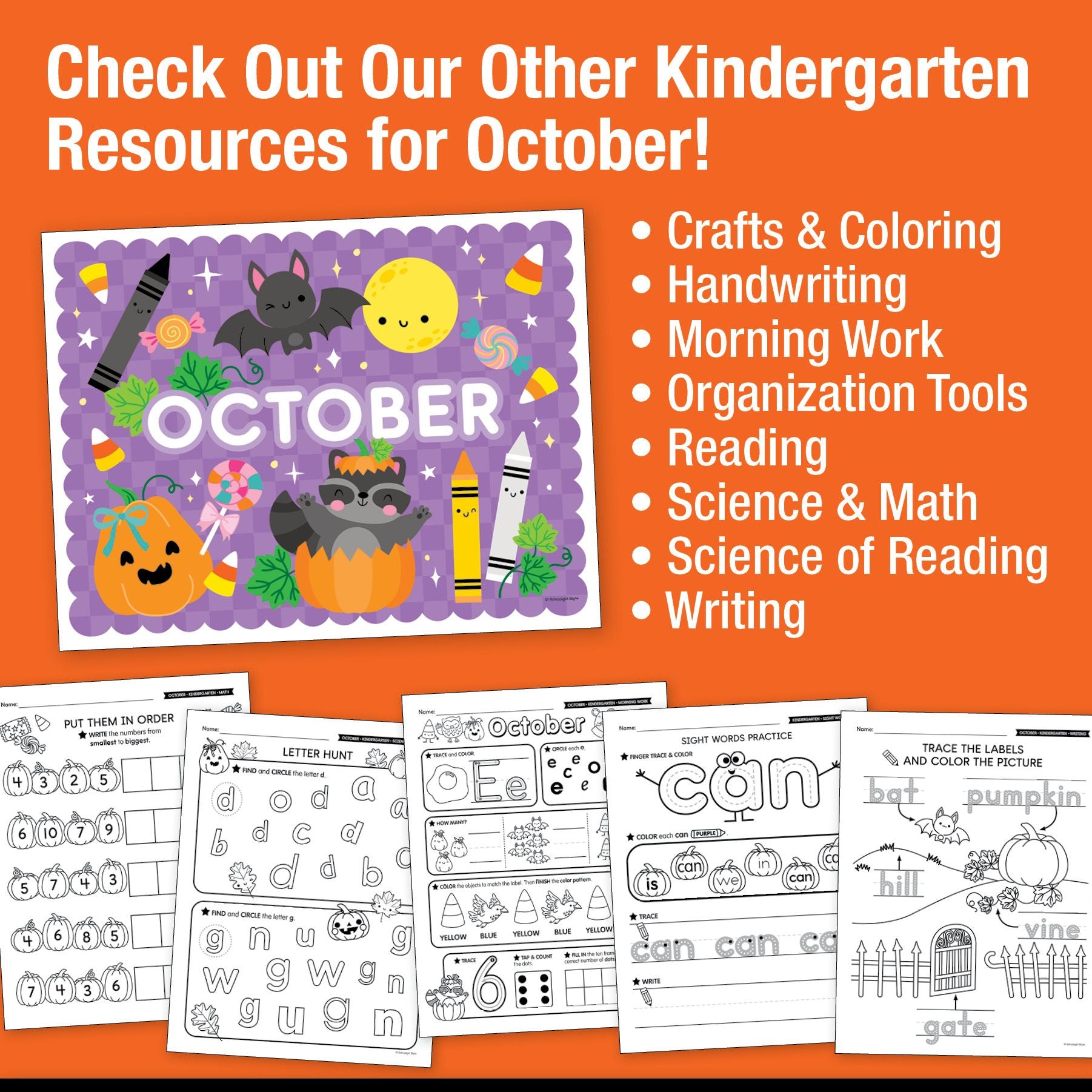 Printable Kindergarten October Daily Alphabet