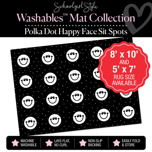 Black and White Happy Faces Sit Spot Classroom Mat by Schoolgirl Style