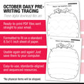 Load image into Gallery viewer, Printable Preschool October Pre-Writing Tracing Worksheets
