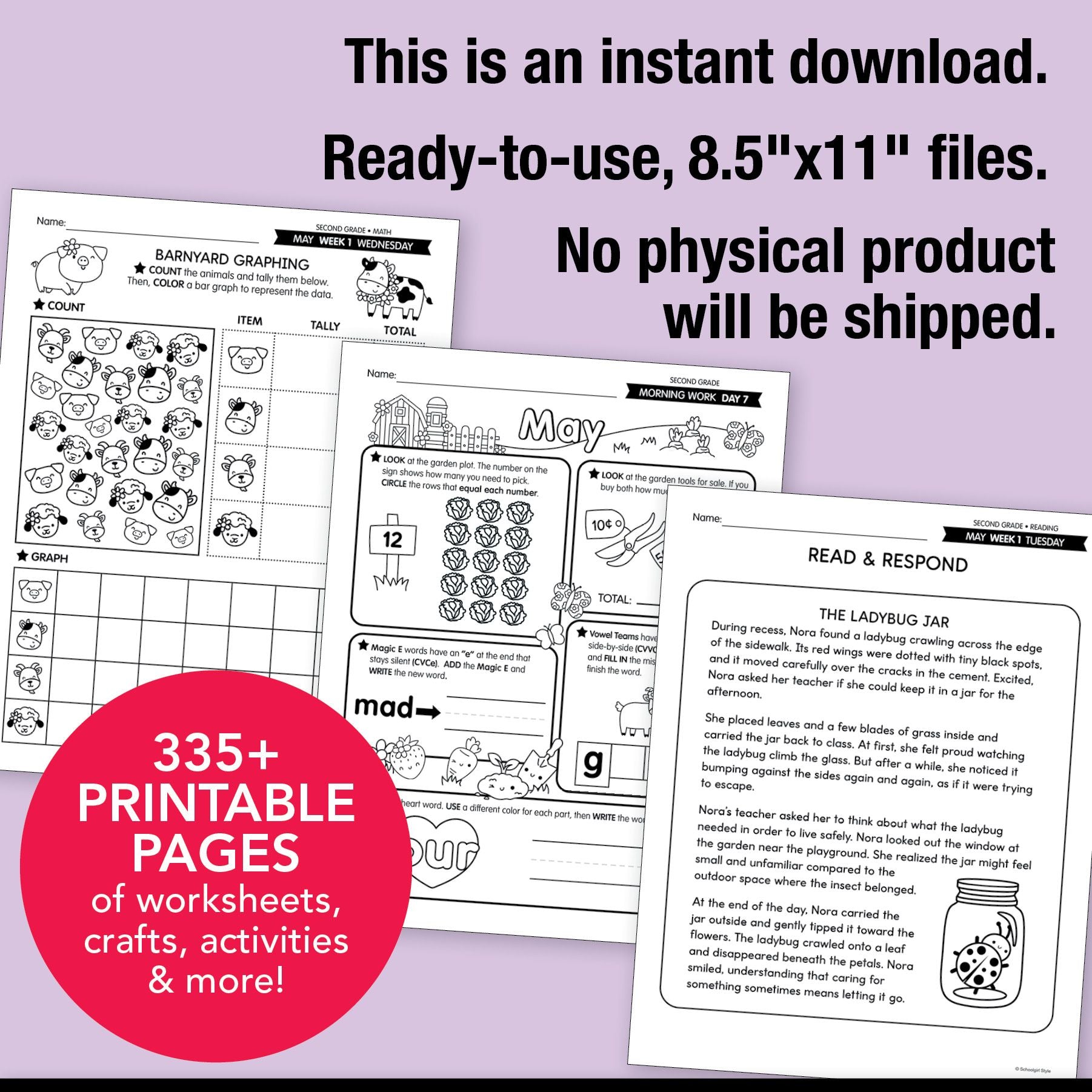 Printable Second Grade May Thematic Unit Bundle