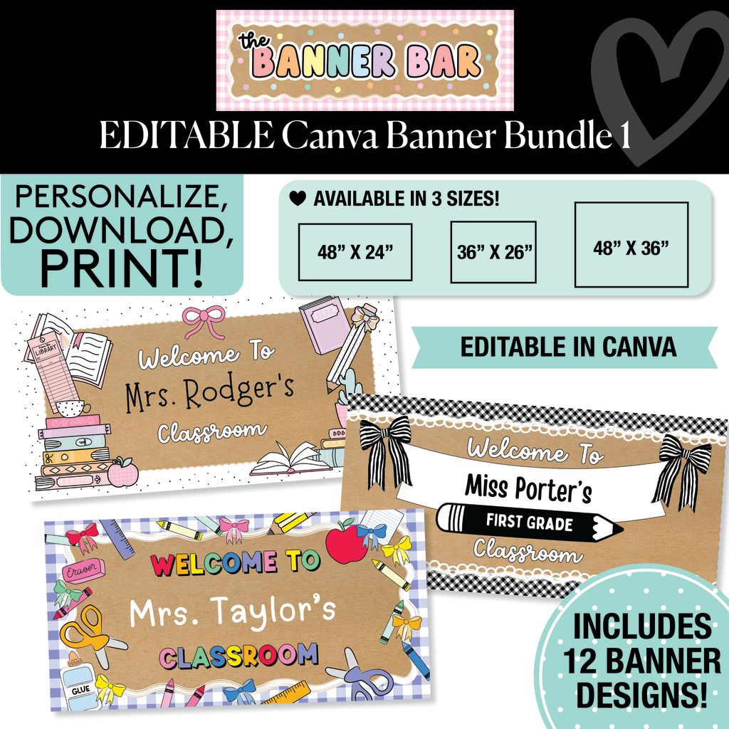Personalized Editable Canva Kraft Style Banner Bundle 1