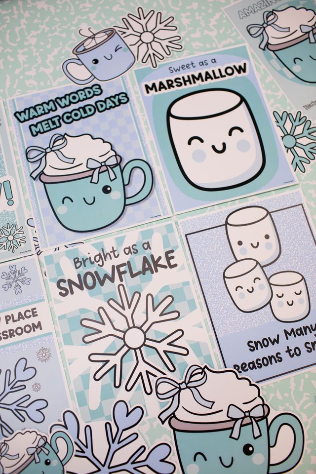 Printable Winter Mini Posters | Sweet Sips and Snowflakes