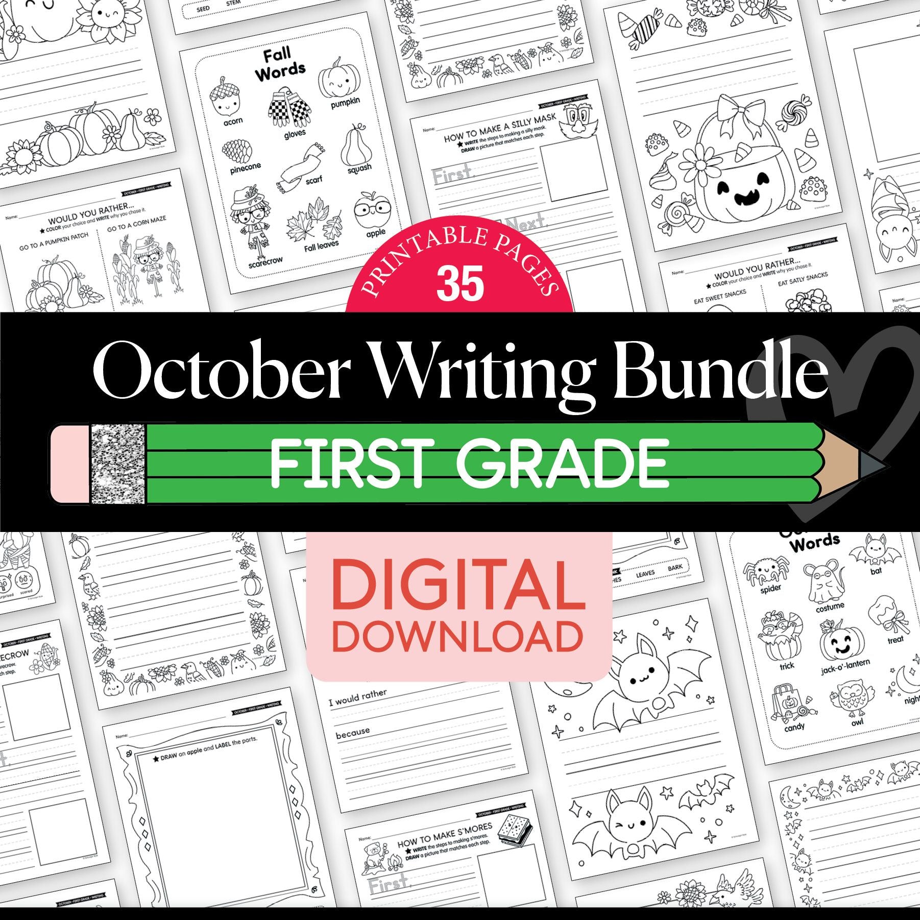 Printable First Grade October Writing Bundle