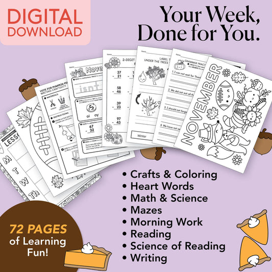 Printable Second Grade November Week 1 Resources