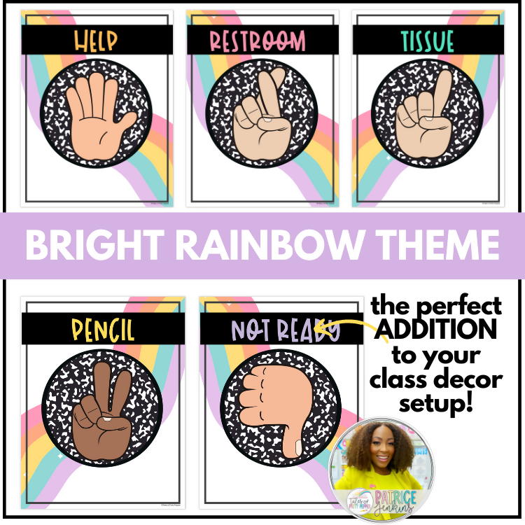 Bright Rainbow EDITABLE Hand Signal Posters