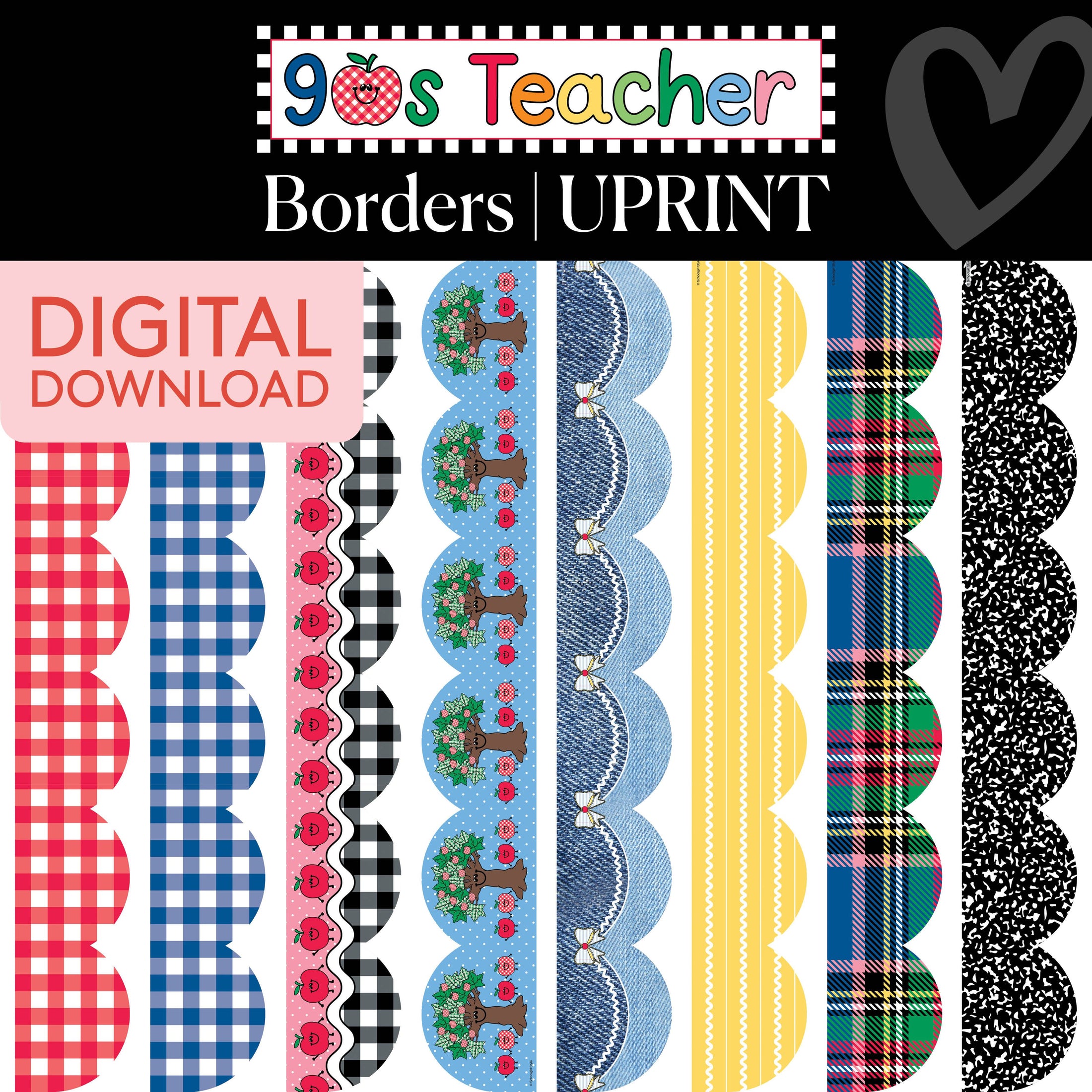 Printable Retro Border Bundle 2 | 90s Teacher