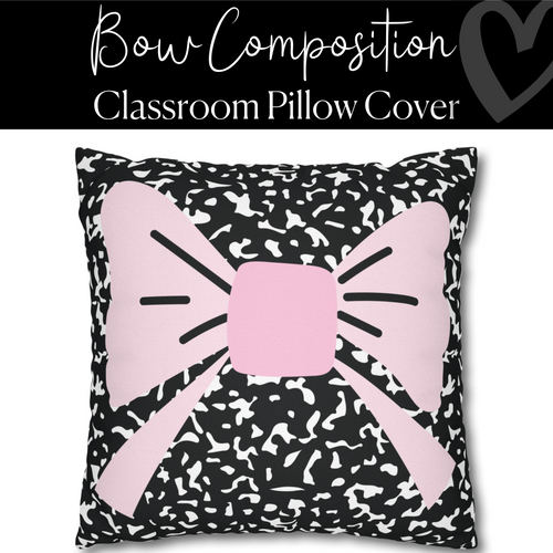 Bow Composition Pillow Cover | Classroom Pillow | Schoolgirl Style