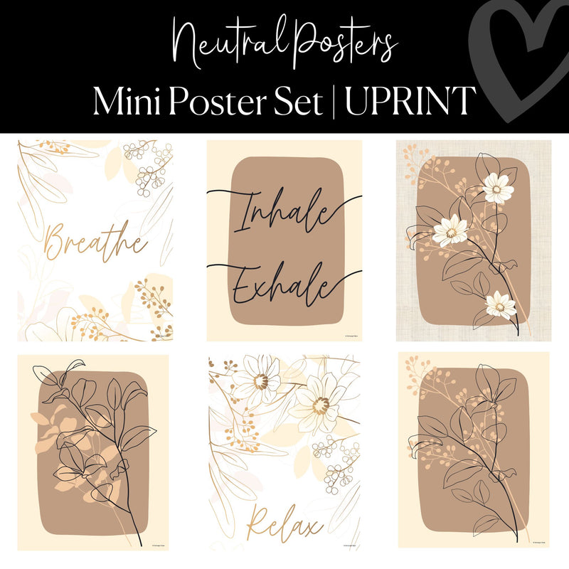 Neutral and Inspirational Posters Printable Mini Poster Teacher Lounge and Office Decor by UPRINT