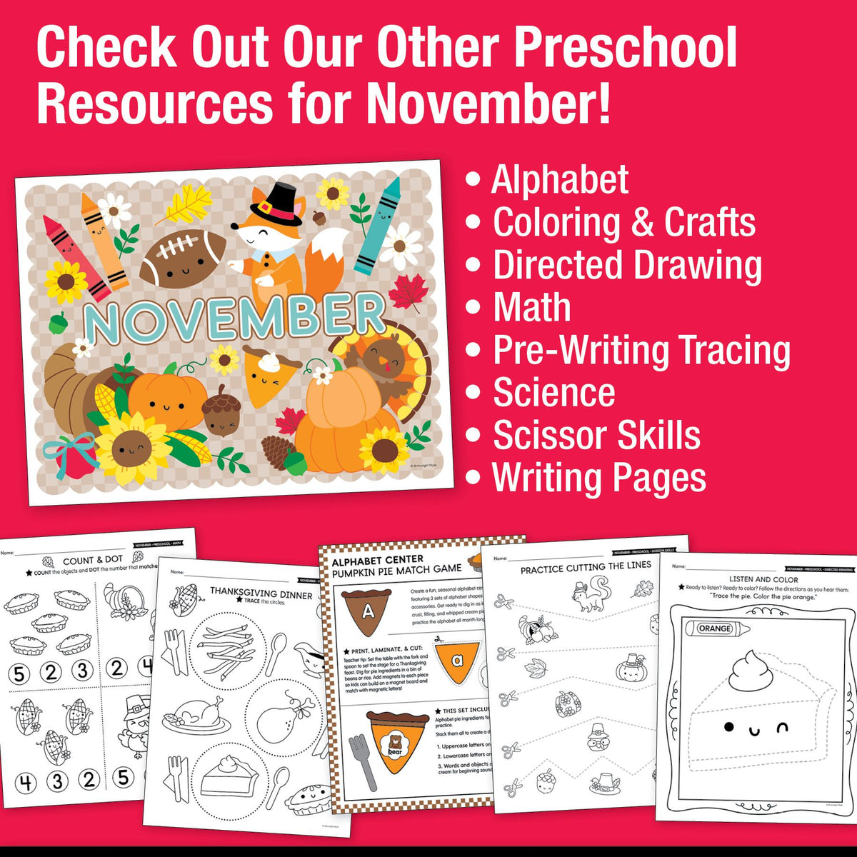 Printable Preschool November Letter of the Week (I-L)