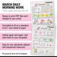 Load image into Gallery viewer, Printable Kindergarten March Daily Morning Work
