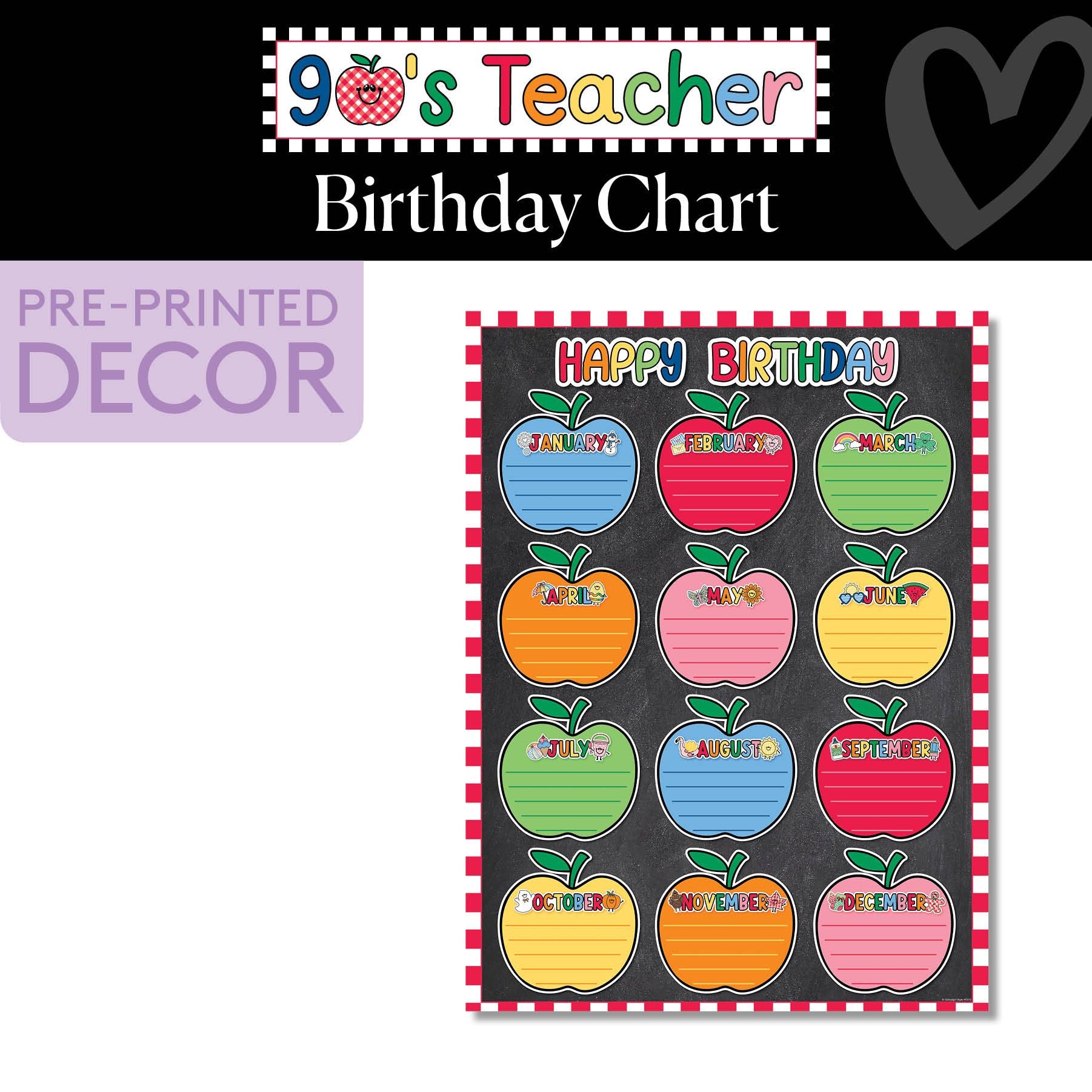 Retro Birthday Chart | 90s Teacher