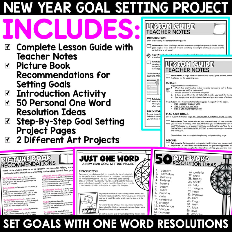 New Years Resolution 2024 New Year Goal Setting One Word January Bulletin Board