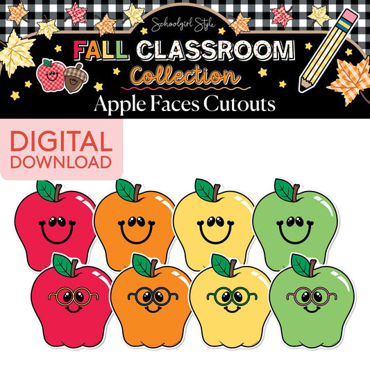 Printable Fall Apple Faces Cutouts | 90s Teacher