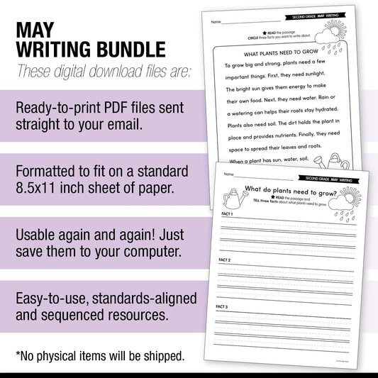 Printable Second Grade May Writing Bundle
