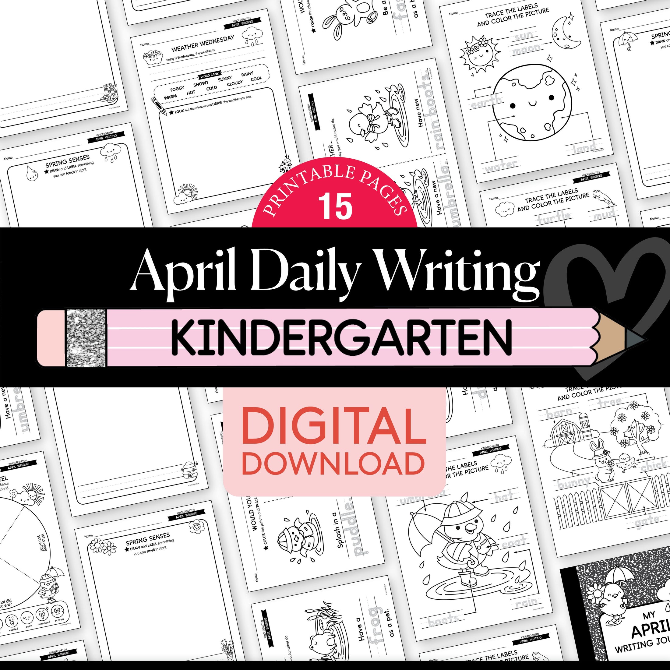 Printable Kindergarten April Daily Writing