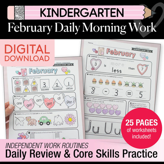 Printable Kindergarten February Daily Morning Work