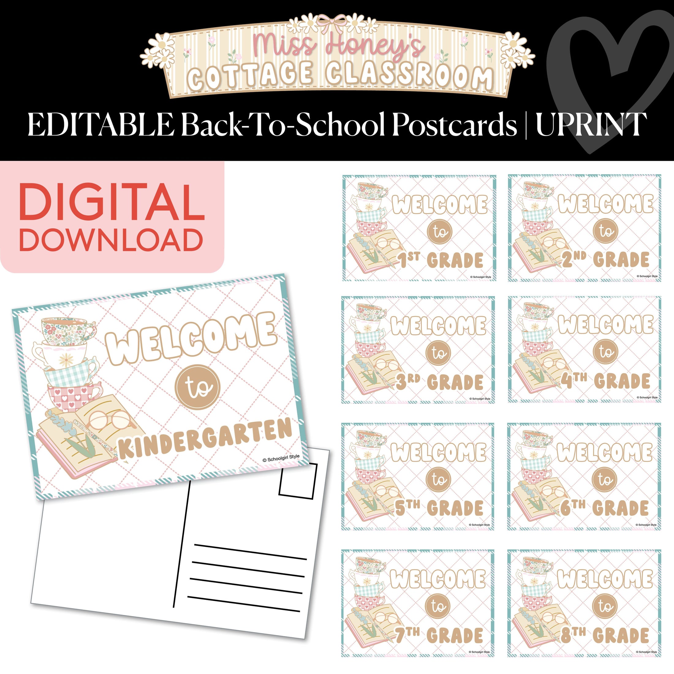 Printable Editable Back To School Postcards | Miss Honey's Cottage Classroom
