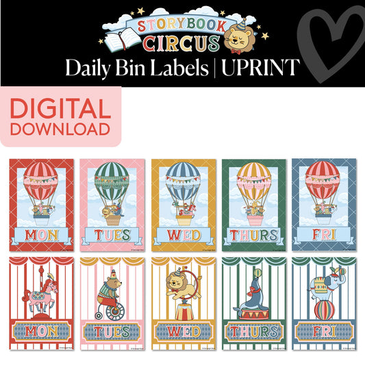 Printable Vintage Daily Bin Labels | Storybook Circus