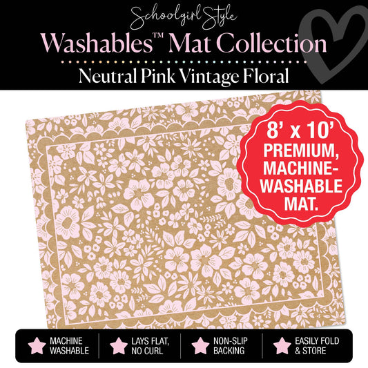 Neutral Pink Vintage Floral Classroom Mat by Schoolgirl Style