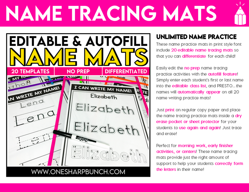 Name Activities and Crafts Mega Bundle Editable Name Tracing Practice & Writing