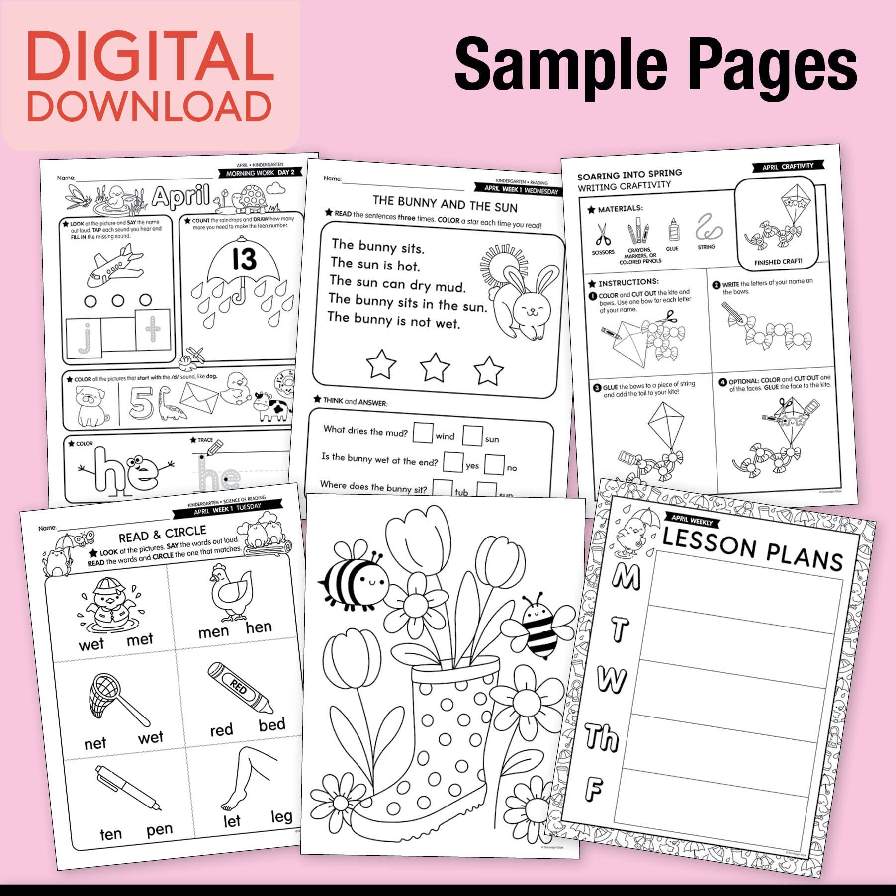 Printable Kindergarten April Thematic Unit Bundle