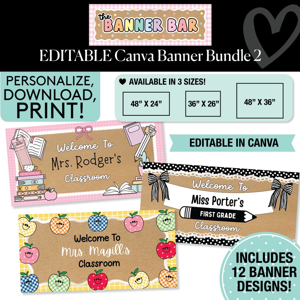Personalized Editable Canva Kraft Style Banner Bundle 2