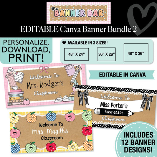 Personalized Editable Canva Kraft Style Banner Bundle 2