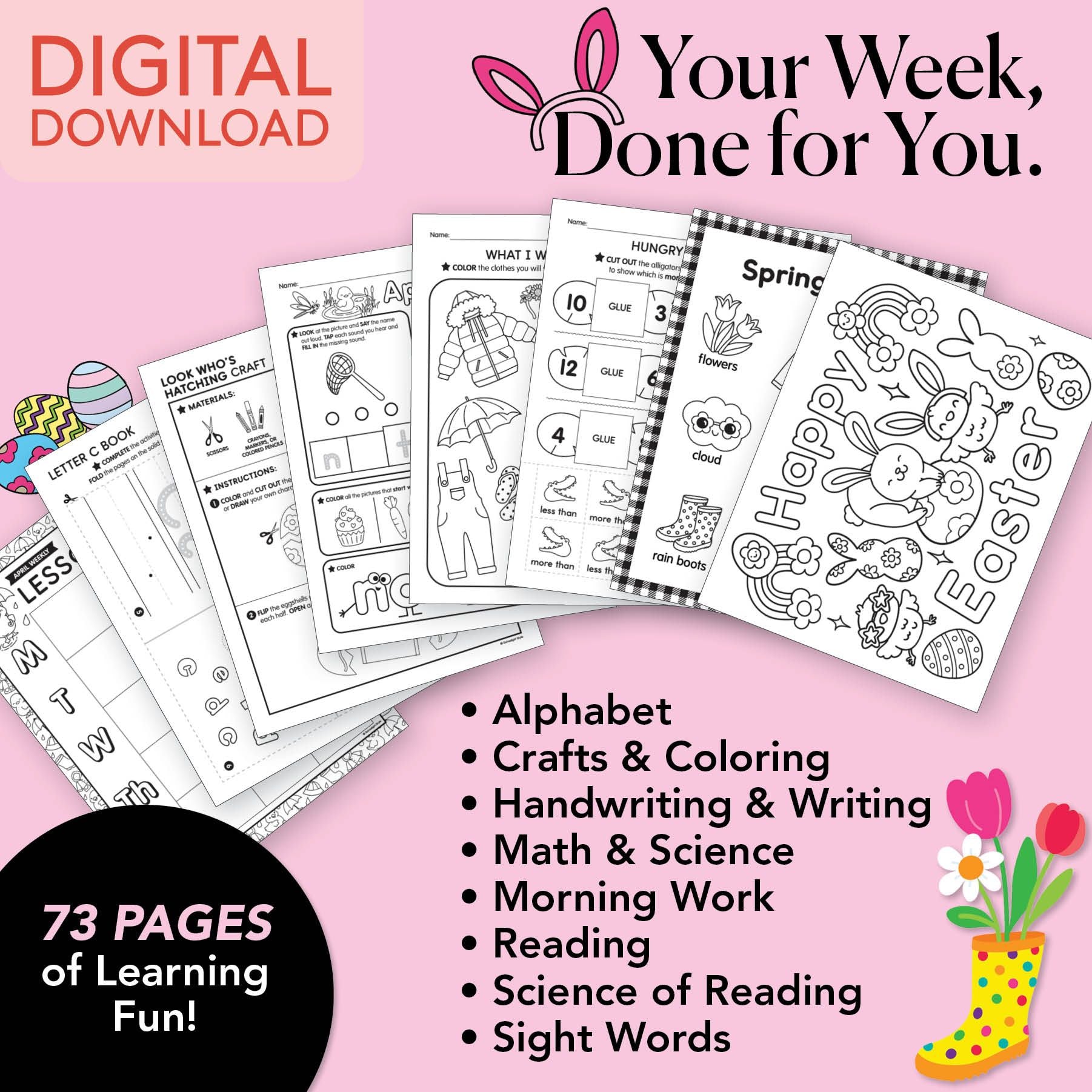 Printable Kindergarten April Week 1 Resources