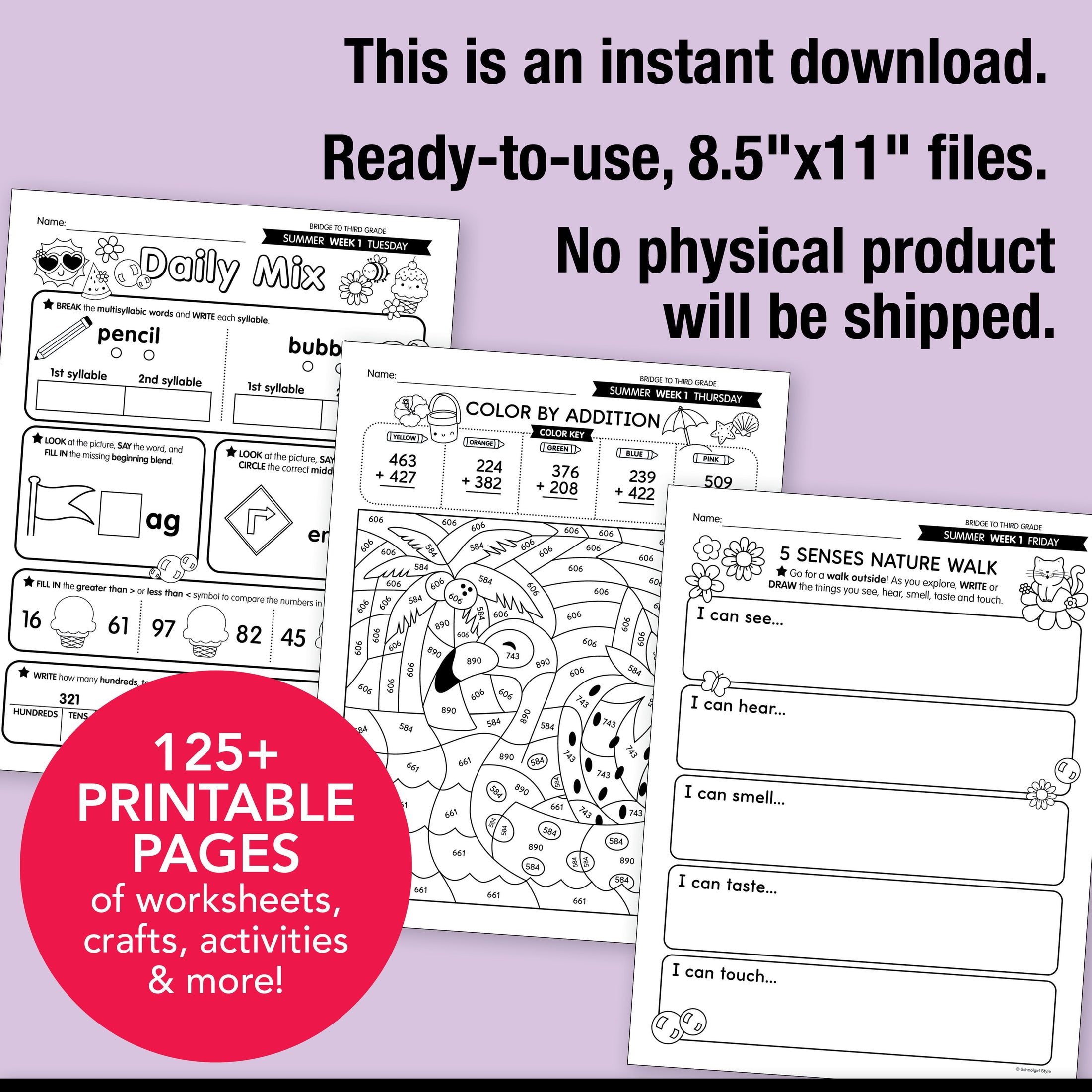 Printable Bridge To Third Grade Digital Summer Workbook