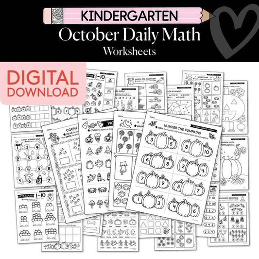 Printable Kindergarten October Daily Math