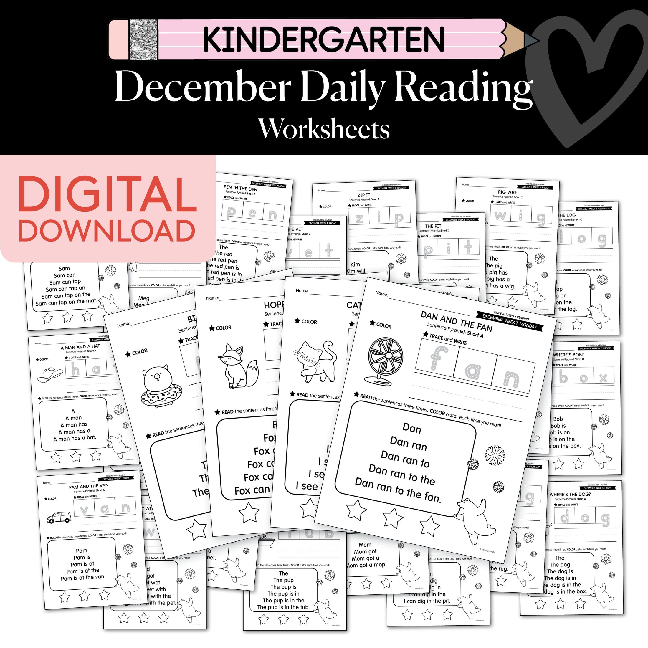 Printable Kindergarten December Daily Reading