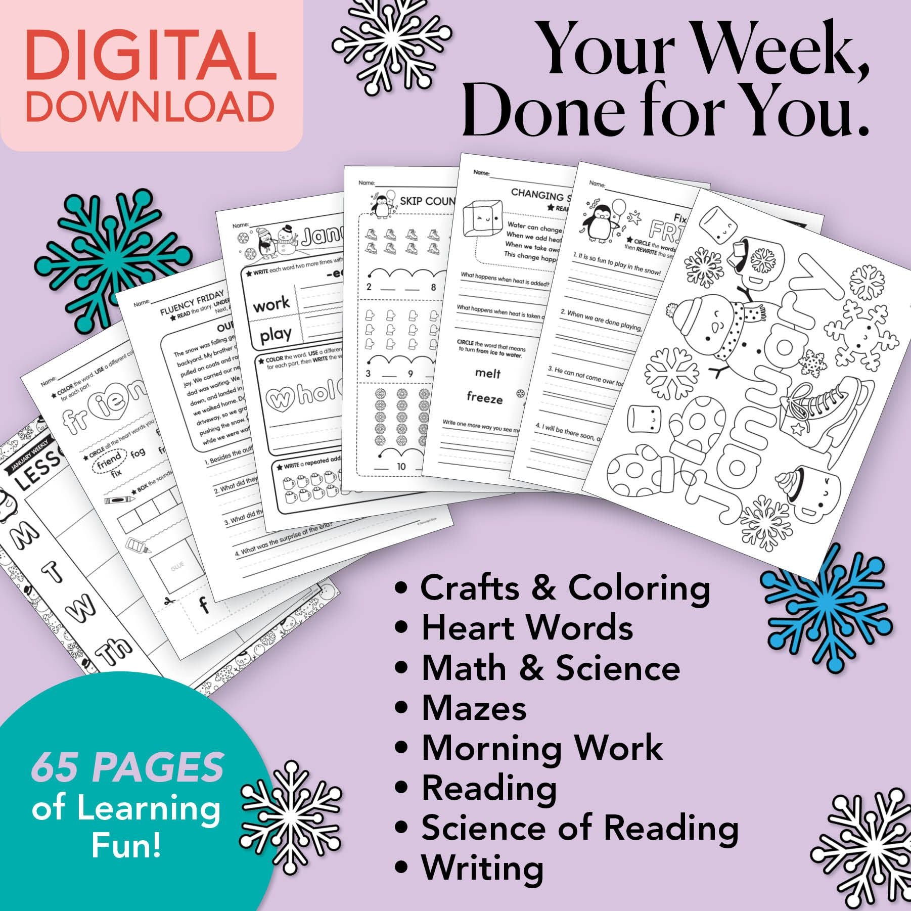 Printable Second Grade January Week 1 Resources