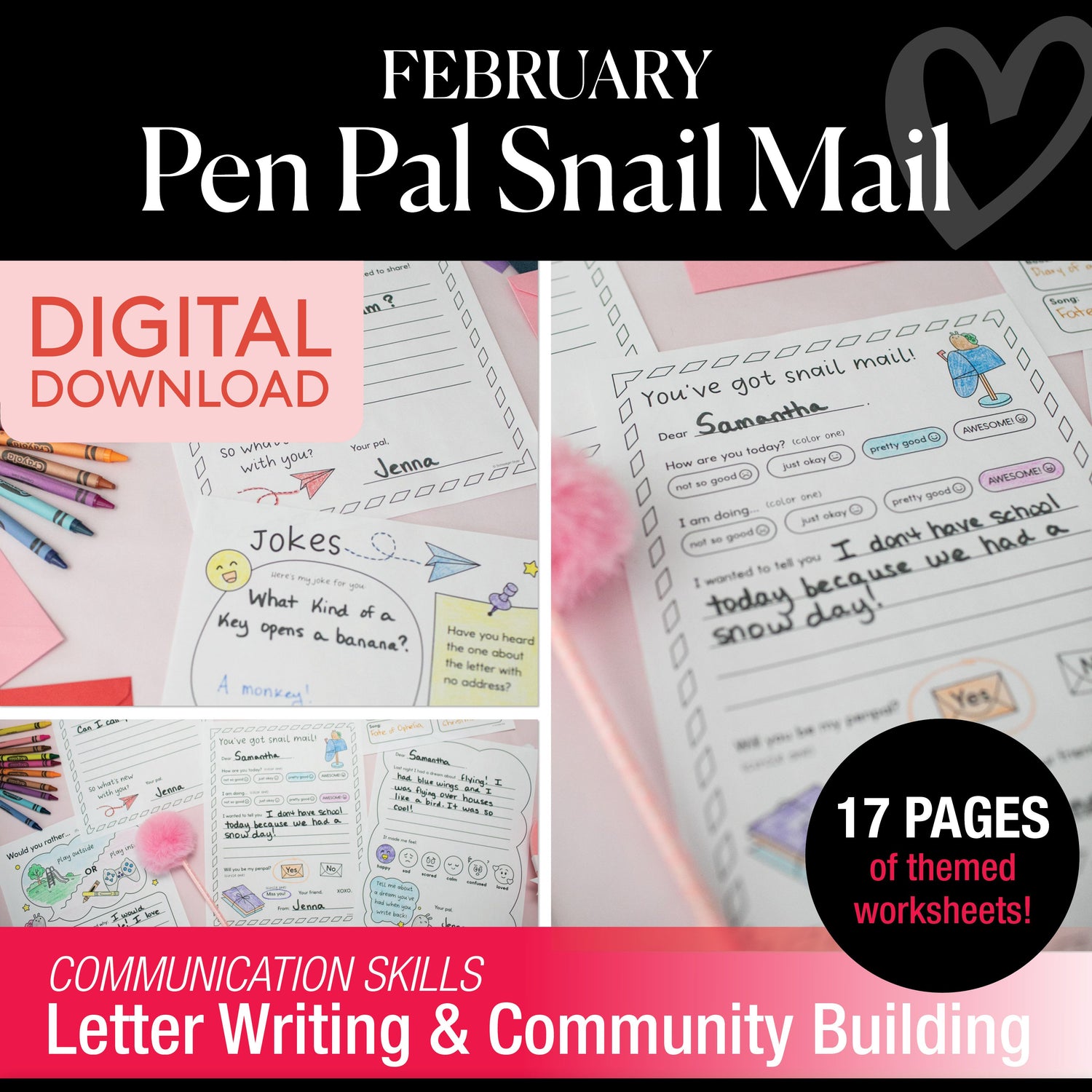 February Pen Pals and Letter Writing Activities